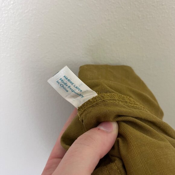 Marine Layer V-Neck Cap Short Sleeve Pocket Jumpsuit Mustard Women’s Size XS - Picture 11 of 13